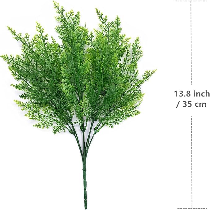 CATTREE Artificial Fern Shrubs, Plastic Boston Leaves Bushes Green Grass Fake Plants for Indoor Outdoor Garden Verandah Kitchen Office Party Table Centerpieces Wedding Christmas Decoration - 4 Pack