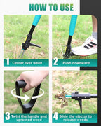Breeze Touch Weed Puller Tool with Ergonomic D-Handle, 39" Stand Up Weed Puller Tool with Long Handle, Heavy Duty 3-Claw Dandelion Weed Puller & Root Remover for Lawn & Garden