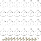 Nuptio 24 Pcs Hanging Glass Tealight Holder Globe 2.36" Diameter, Tea Light Candle Holders Wedding Christmas Halloween Home DIY Gifts, Garden Hanging Ornaments Outdoor Candle Holders