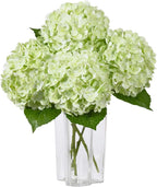 DuHouse 3Pcs Large Hydrangea Artificial Flowers,20 inch Latex Real Touch Hydrangeas Lifelike Hydrangea Flower for Home Wedding Bouquets Centerpieces Party Living Room Decoration(Light Green)