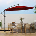 wikiwiki 10ft Patio Umbrellas Offset Outdoor Cantilever Hanging Umbrella, Fade Resistant Waterproof Recycled Fabric Canopy for Yard, Garden & Deck, Burgundy Red