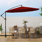 wikiwiki 10ft Patio Umbrellas Offset Outdoor Cantilever Hanging Umbrella, Fade Resistant Waterproof Recycled Fabric Canopy for Yard, Garden & Deck, Burgundy Red