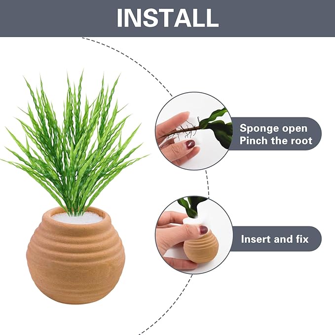 4 PCS Aquatic Plants Fixed Ring Set, Anti-Floating Ceramic for Fixing Water Plants Fish Tank Landscaping Ornaments Aquarium Decoration (Red)