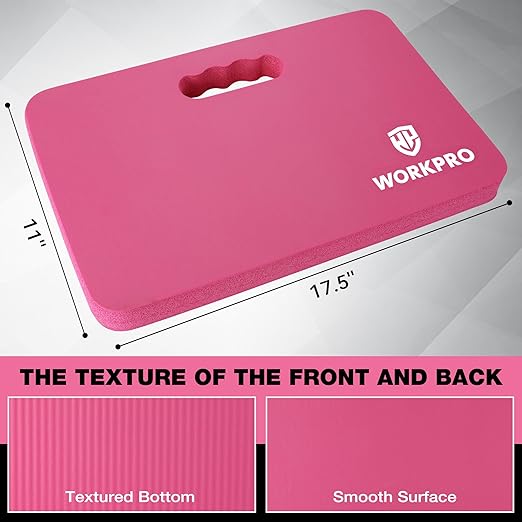 WORKPRO Extra Thick Kneeling Pad, 2-Pack, Soft NBR Foam Cushioning for Knee, Large Foam Kneeler Mat for Gardening, Bathing Baby, Exercise, Workout Supplies, 17.5 x 11 x 1.5 in, Pink