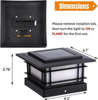 Dynaming 4x4 Solar Post Cap Lights Outdoor with Flickering Flame Light, Black Shell Fence Post Solar Lights Fit Vinyl/Wooden Posts, Brightness LED Lighting Decor for Garden Deck Patio, 12 Pack