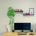 LOYWREE 2 Pack Artificial Hanging Mandala Plant with Pot Faux Plants Indoor Fake Small Potted Plant 28.7-in Long Faux Vine Shelf Decor Ideal for Indoor Outdoor Home Office Decoration (Black Pot)