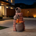 Solarbloom 3-Tier Outdoor Water Fountain with LED Light, Garden Fountain Cascading Waterfall Fountain, Floor-Standing Water Feature for Patios, Porch, Backyards