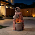 Solarbloom 3-Tier Outdoor Water Fountain with LED Light, Garden Fountain Cascading Waterfall Fountain, Floor-Standing Water Feature for Patios, Porch, Backyards