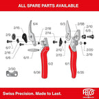 Felco F6 Pruning Shears – 7.7" Swiss-Made Garden Clippers for Medium Hands | Hand Pruners for Gardening | Garden Tool Cutter with Precision Bypass Blade, Forged Aluminum Handles, Replaceable Parts