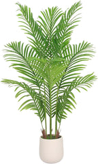 Artificial Palm Tree 4FT, Fake Tree Tall Fake Plant with White Planter, Artificial Tree Faux Floor Plant Artificial Plant Indoor for Home Office Living Room Decor