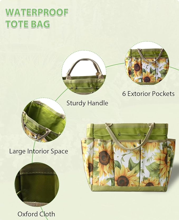 MOSFiATA 12Pcs Garden Tools Set, Heavy Duty Gardening Kit with Organizer Bag, for Digging, Weeding, Transplanting, Pruning Ideal Gardening Gifts