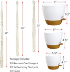Hanging Planters with Macrame Plant Hangers for Indoor Outdoor Plants 3 Set Self Watering Pots Hanging Baskets Flower Pot Holders 3 Different Size