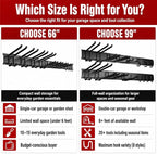66" Garage Tool Organizer Wall Mount,20 PCS Wall Mounted Garden Tool Storage Rack Carries 720lbs, 4-Panel Steel Tool Hanger System for Shovels Rakes Brooms – Fits 16" Wall Studs