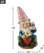 Gardening Gnome Solar Statue 3.75x3.5x7.25