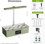 SUNCOZE Hydroponics Growing System Kit with 24W Dimmable Grow Light, 12 Pods Indoor Herb Garden with Timer & Local Time Setting, Adjustable Height, Smart Countertop Garden for Home & Kitchen, Green