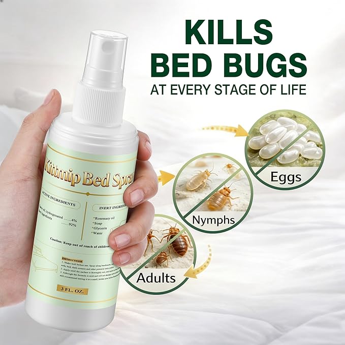 Bed Bug Spray Natural Travel Spray Child & Pet Safe - Plant Based Bed Bugs, Lice, Mite Treatment, Stain & Odor Free Control, Compact Travel Size for Hotels, Suitcase, Backpack, Shoes, 3oz, 2 Pack