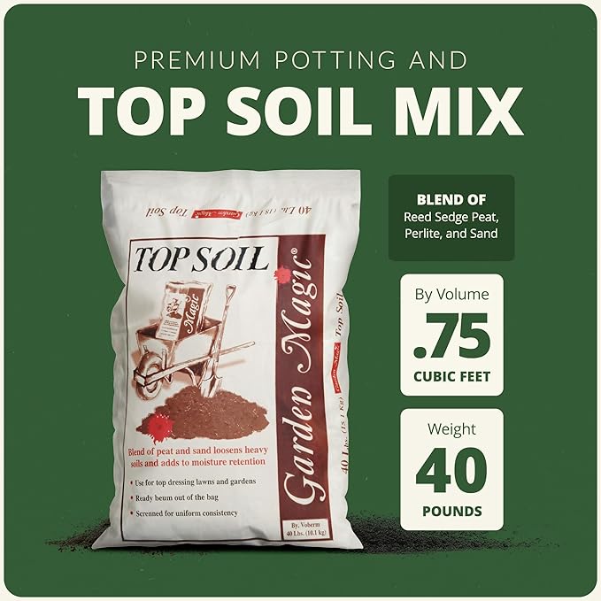 Michigan Peat 10 Pack Garden Magic Indoor and Outdoor Organic Planting Potting Topsoil Mix Blend with Moisture Retention, 40-Pound Bag
