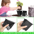 Anyumocz 100Pcs Square Plant Nursery Pots,3.5 Inch Plastic Pots with Drainage Holes,Reusable Seed Starter Pots for Flowers,Vegetables,Garden Planting,Transplanting,Succulents,Cuttings(Black)
