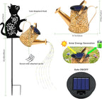 Solar Lights Outdoor, 2 Pack Black Cat Solar Watering_Can Lights, Birthday Gifts for Women Mom Cat Lover Mother's Day Christmas, Waterproof Hanging Lantern Garden Decor Outside Patio Yard Pathway