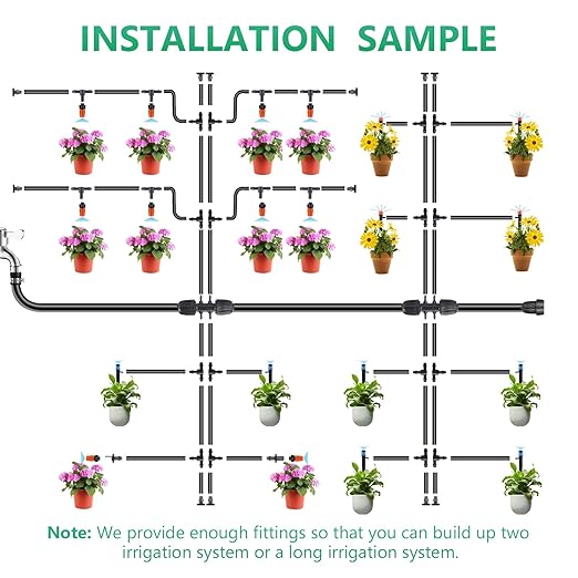 256FT Drip Irrigation System Kit, 163PCS Automatic Garden Watering Misting System with 1/4" Distribution & 1/2" Hose Tubing and Accessories for Greenhouse, Yard, Lawn, Plant