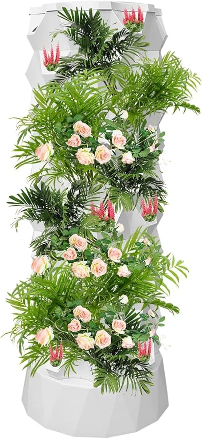 Hydroponic Tower, 14-Layer Hydroponics Growing System Kit with 70 Slots, Vertical Garden System with 20L Water Tank and Pump for Indoor Outdoor Home, Balcony & Patio (80 Slots)