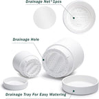 Phoenix Vine 6 Inch and 8 Inch Planter Pot with Drainage Hole & Deep Water Catch Tray Saucer, Straight Cylindrical Round Pot for Plants, Matte White, 23-A-1-Y