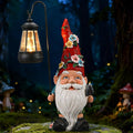 Garden Gnomes Statue with Solar Lantern, Outdoor Gnome Decorations for Yard, Outdoor Figurine Ornament with LED Lights for Patio Lawn, Mother's Day Birthday Gift for Women Mom Grandma