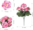Artificial Geranium Fake Flowers for Outdoors Decoration, 6 Bundles Silk Geraniums Pink Flower UV Resistant Look Real Faux Plants for Outside Planter Front Door Garden Porch Patio Balcony Yard Home
