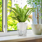 ZOOFOX 10 Pack Self Watering Pots, 4 Inch Small Plant Pots for Indoor Plants, Stripe Plastic Flower Pots for All House Plants, Herbs, Aloe, African Violets, Orchid