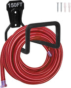 PeoMev 2pcs Heavy Duty Hose Hanger Garden Hose Storage Black Water Hose Holders for Outside Wall Mount Garden Hose Reel Hose Stand