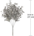 PASYOU Artificial Plants for Christmas Decor, Plastic Grass Faux Shrubs Simulation Flower Leaves Indoor Outdoor Home Garden Planter Filler Party Hotel Verandah Wedding DIY Decoration - Silver 4 Pack