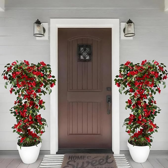 Artificial Bougainvillea Tree -5FT Faux Bougainvillea Tree with Realistic Flowers, Tall Fake Flower Tree for Indoor or Outdoor Decor, Silk Floral Plant for Living Room, Porch, Garden (Red)