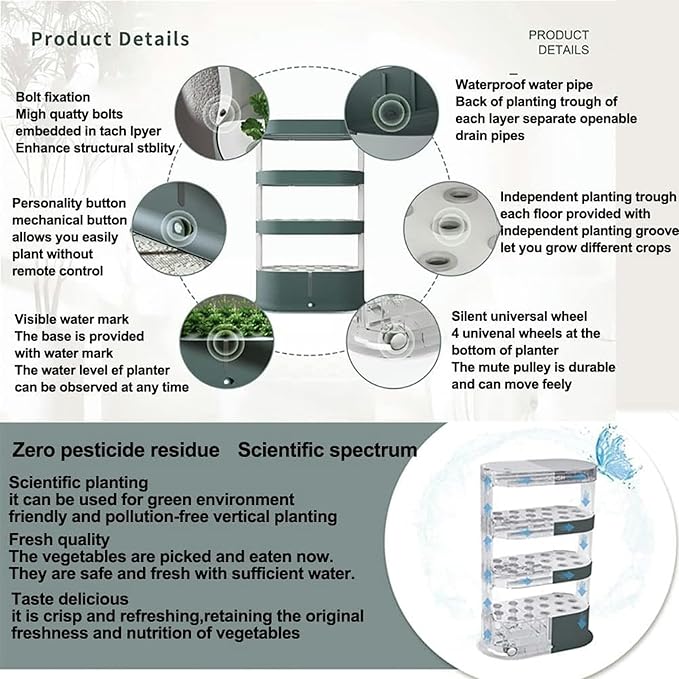 FLTRGO Garden Hydroponic Growing System 48 Pods Hydroponics Tower, Plant Germination Kit Aeroponics Growing Kit with LED Grow Light & Automatic Watering, Smart Garden Planter Aquaponics