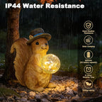Solar Squirrel Figurine Garden Decor with LED Glowing Ball, Outdoor Statues Decorations for Yard, Patio, Lawn - Unique Gifts for Women Mom Grandma