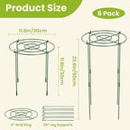 6 Pack Peony Cages and Supports, 12" x 24" Tall Peonies Support Cage, Heavy Duty Metal Peony Stakes and Supports for Rose Hydrangea Flower Plant