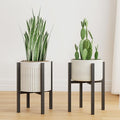 Linpla 2-Pack Adjustable Metal Plant Stand Indoor Outdoor - Fits 8 to 12 Inches Pots - Mid Century Modern Planter Stand Black Flower Pot Holder Home Decor for Gardening Gifts