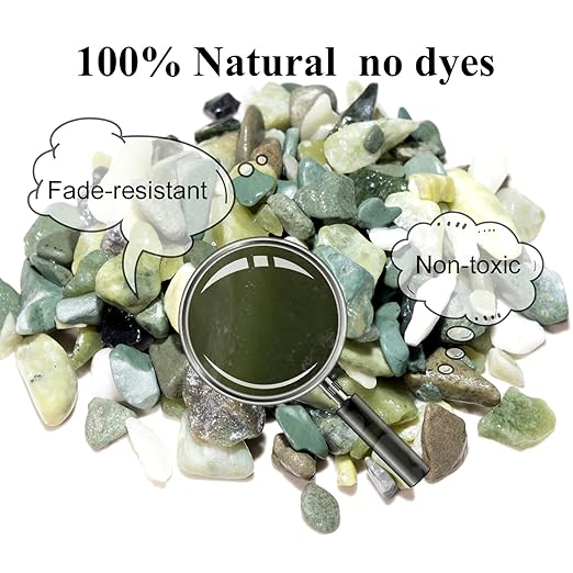 Natural Pea Gravel Pebbles for Plants, Fish Tank Gravel, Small Rocks for Outdoor Landscaping, Terrarium, Fish Tank, Home Decoration (10 Pounds, 1/5-3/5 inch, Green)