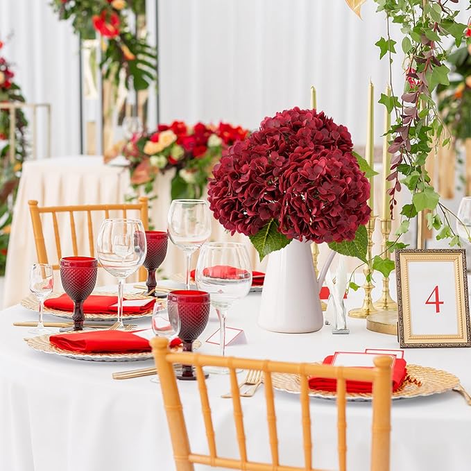 Leftover 3 Pcs Fall Hydrangea Artificial Flowers,21" Real Touch Faux Hydrangea Flowers and 3 PCS Butterflies Fall Hydrangea Stems,Fall Floral Arrangement Centerpiece Table,Wedding,Home Decor