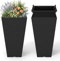 Giantex Tall Square Planters Set of 2, 22.5 inch Self-Watering Flower Pots with/Removable Inner Bucket & Drainage Holes, Indoor Outdoor Decorative Plant Containers for Front Porch Home Balcony, Black