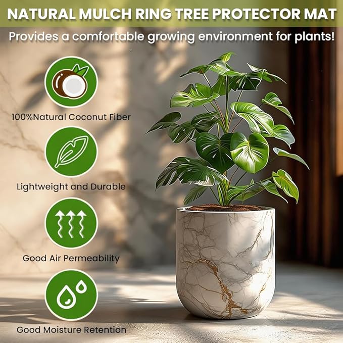 CREATCABIN 3Pcs Coconut Fiber Mulch Ring 23cm Tree Plant Protector Mat Natural Coco Coir Tree Protection Ring Plant Pot Soil Cover Disc Plant Cover for Indoor Outdoor Trees Plants Landscaping