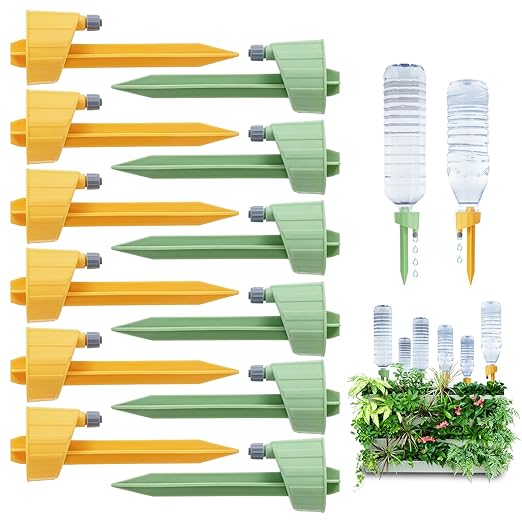 Doneace Self Watering Spikes, Auto Plant Watering Devices with Adjustable Drip Valve, Self Watering Planter Insert for Indoor Outdoor Potted Plants Waterer 12 Pcs Set