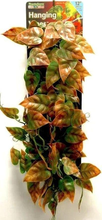 Penn-Plax Reptology Decorative Hanging Terrarium Plant Vines for Reptiles and Amphibians – 12” Length – Green & Orange