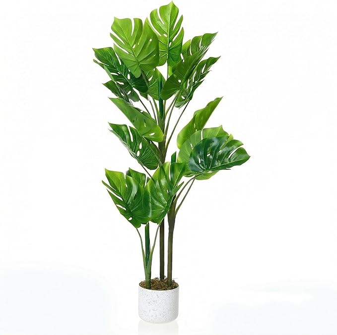 Garvee 3.6FT Artificial Monstera Plant in Pot, Fake Decorative Evergreen Potted Floor Tree, Indoor Faux Tropical Plants for Living Room Porch Entryway Office, No Assembly