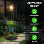 MXwcy 2 Pack Solar Lights Outdoor with LED Edison Bulbs, Vintage Style Solar Floor Lamp with Plant Stands, Weatherproof Garden Lights for Pathway, Patio, Yard, Porch Decor 8-10 Hours Lighting