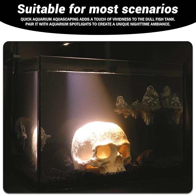 Fish Tank Decorations Resin Floating Rockery, Aquarium Decor Ornaments Mountain with White Cover Like Snow