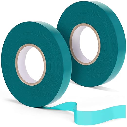 Stretch Tie Tape Roll, 2 Pack Total 300 Feet 1/2" Garden Tie Tape Thick Sturdy Garden Plant Ties Green Vinyl Plant Ribbon Gardening Tools Green Garden Roll for Indoor Outdoor Patio Plant Use