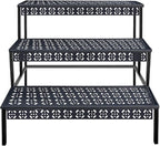 3 Tiers Metal Plant Stand,Rectangular Ladder Flower Pots Outdoor, Indoor Plant Display Rack, Heavy Duty Utility Storage Organizer for Home Garden Patio Balcony, Stair Style