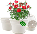 Pottiffe 16 inch Plastic-Flower-Pot-for-Indoor-Plants, 4 Pack Large Outdoor Planter Pot with Drainage Holes & Saucers, Resin Decorative Garden Pots Planters