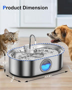 3.4Gal Dog Water Fountain for Large Dogs, 13L Stainless Steel Large Pet Fountain with Deeper & Wider Drinking Area, Automatic Dog Water Bowl Dispenser with Water Window