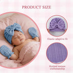 Newborn Baby Girl Hats Mittens Set Cotton Hospital Bow Hat Beanies Caps Gloves for New Born Girls 0-6 Months